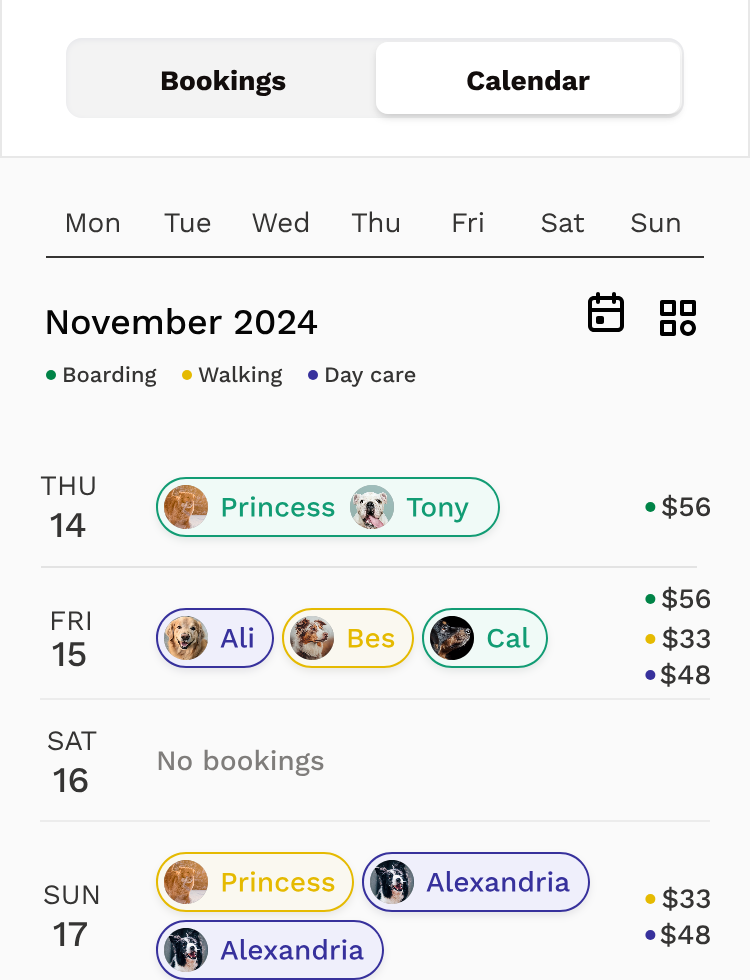 Screenshot showing the Calendar tool