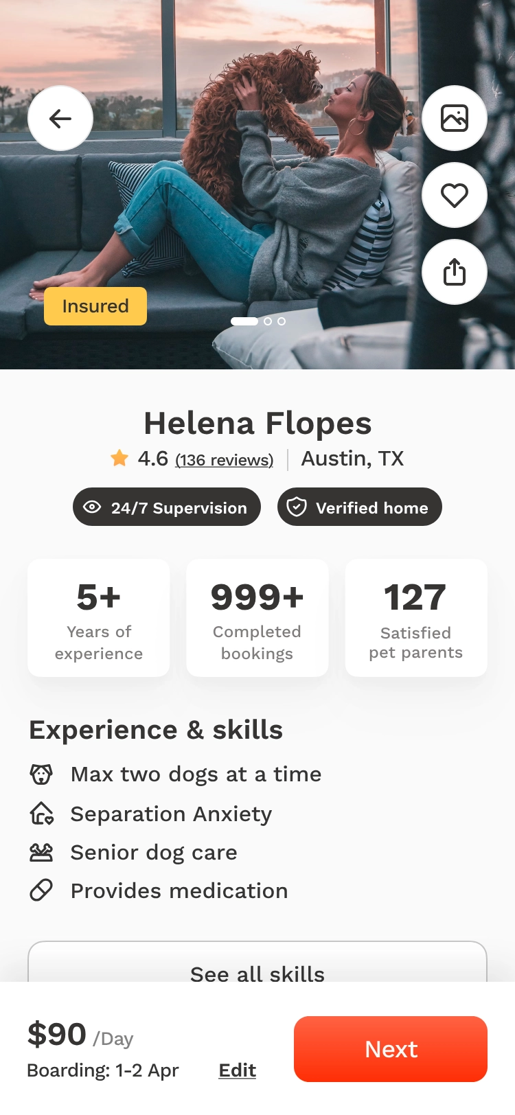 Pet profile helps hosts understand your senior dog's needs